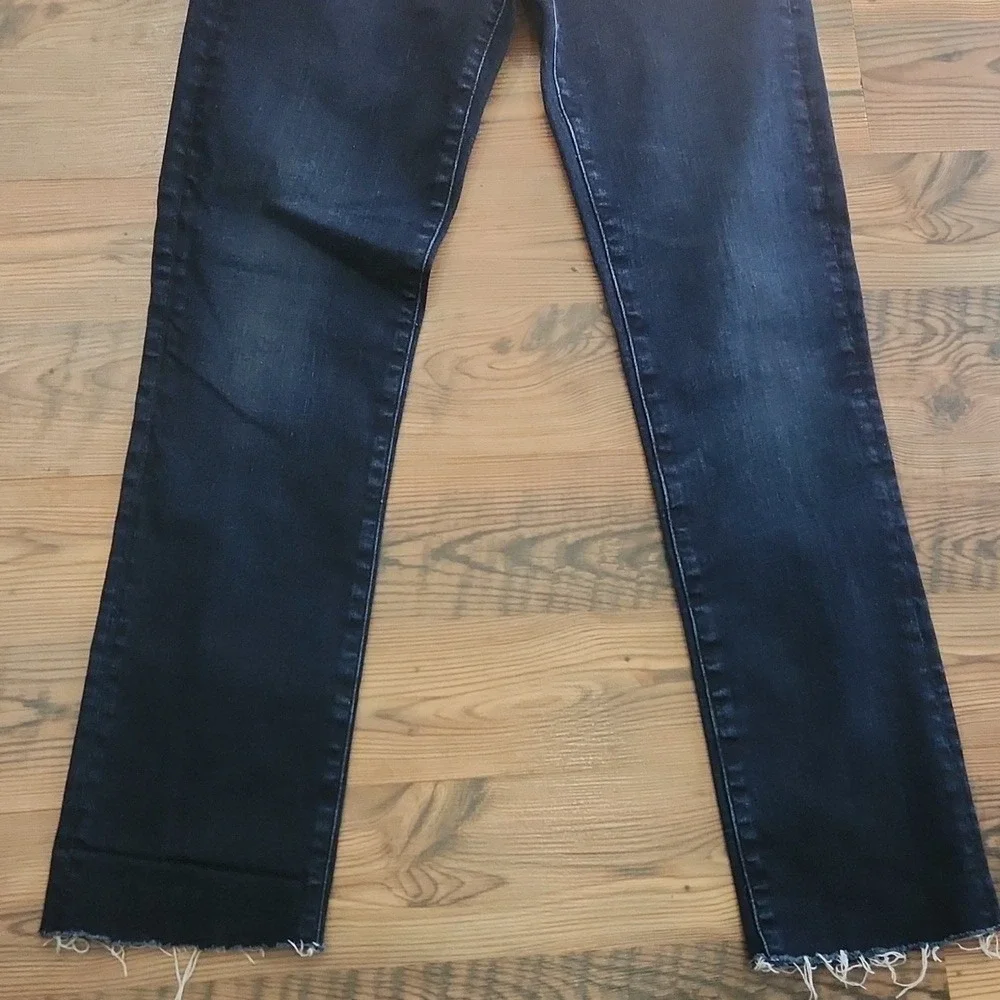 AG Jeans Anthropologie Mari Mid Rise Cigarette Stretch‎ Straight Raw Hem Size 24